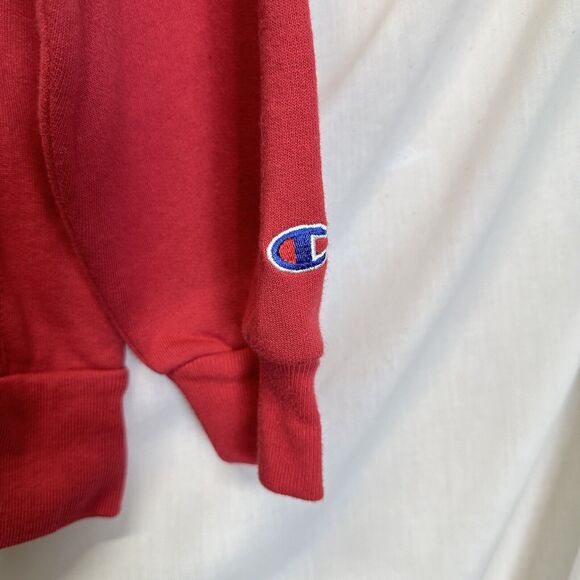 Vintage Champion‎ Athletic Sweatshirt Red Large Men Embroidered Logo Y2K Sweater - Picture 3 of 10